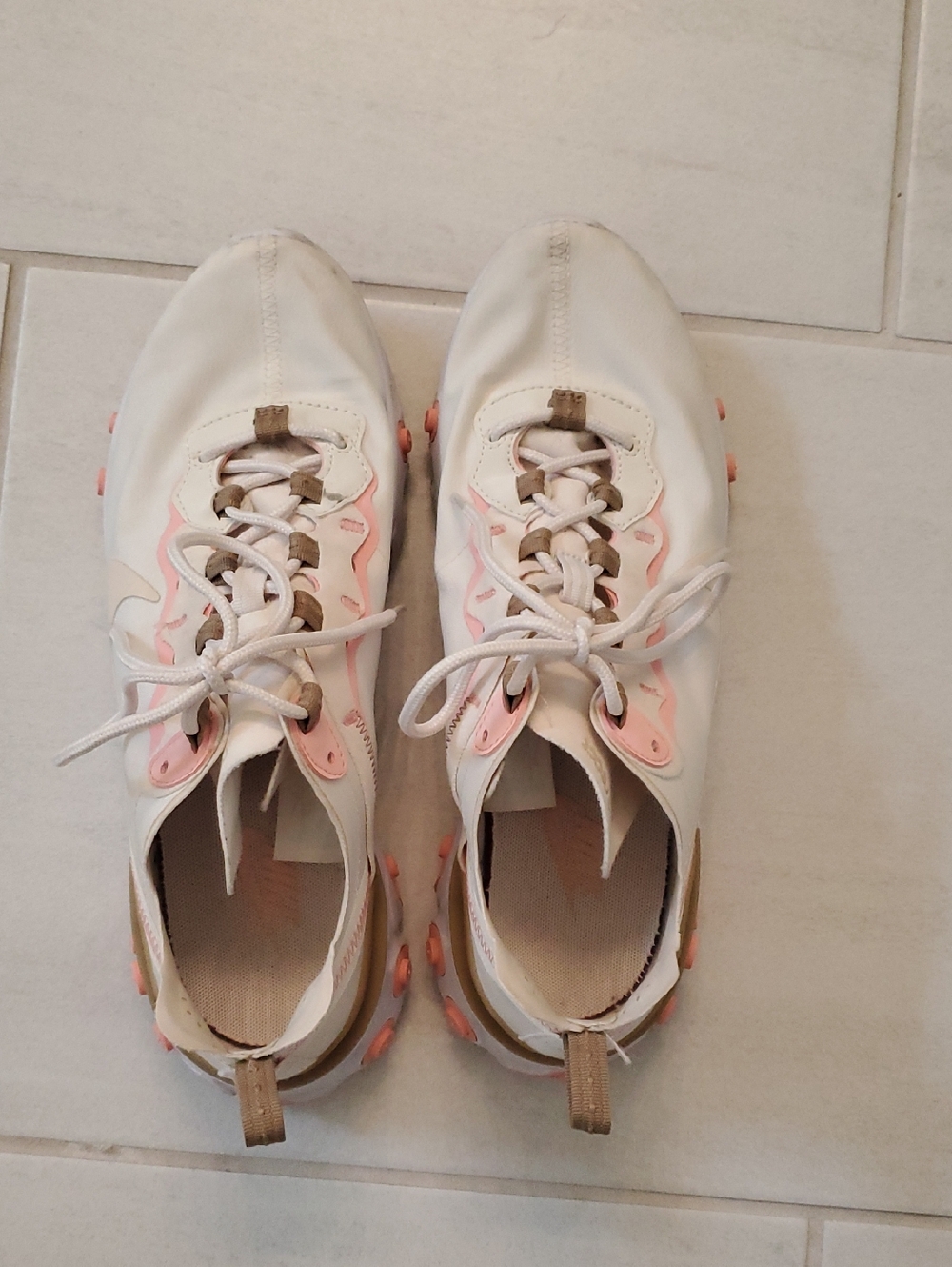Nike React Women's White Athletic Sneakers with Light Pink Accents